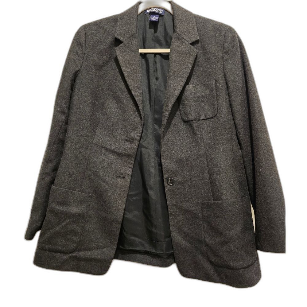 Women's Land's End Cashmere Wool Dark Gray Blazer, Size 6P